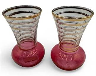 Pair Of Vintage Bartlett Collins Glass Bud Vases 1950s