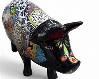Vibrant Ceramic Talavera Pig