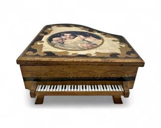 Vintage PianoShaped Music And Jewelry Box