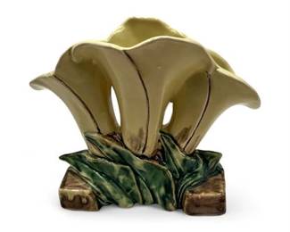 Vintage McCoy Pottery Vase With A Triple Calla Lily Design