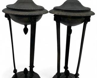 Pair Of Vintage Metal Incense And Candle Holders