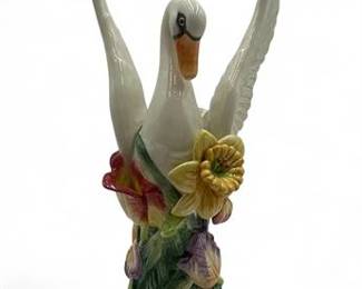 Vintage Fitz And Floyd Tulip Swan Porcelain Figurine