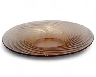 Vintage Footed Spiral Art Glass Bowl