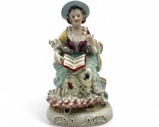 Vintage Porcelain Figurine Of A Woman Reading A Book
