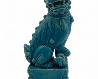 Vintage Chinese Turquoise Glazed Porcelain Foo DogGuardian Lion