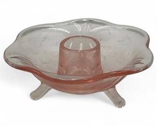 Vintage Fostoria Pink Glass 3Footed Candlestick Holder