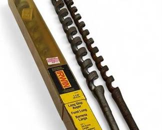 Set Of Three Auger Drill Bits Including Irwin Long Ship Auger In Package.