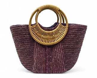 Rattan Woven HalfMoon Basket Tote