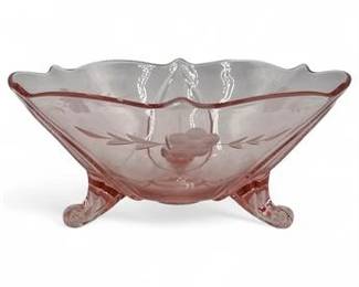 1930s Lancaster Jubilee Pink Depression Glass Console Footed Bowl