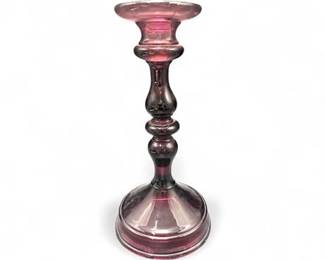 Amethyst Color Glass Candlestick Holder