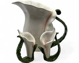 Vintage Ceramic Calla Lily Pitcher  Cups By OCI Omnibus