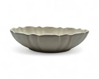 Cream Ceramic Serving Bowl With Matte Finish And Scalloped Edges