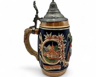 A Collectible German Beer Stein With Hunting Motif