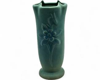 Vintage Van Briggle Pottery Vase Featuring Columbine Floral Pattern