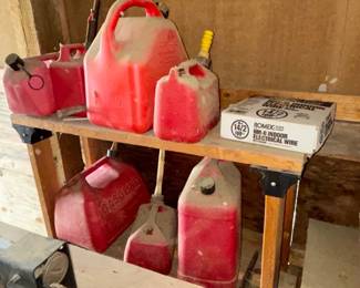 J Lot #146 Gas Cans Lot + Southwire Romex NM-B 14/2 100ft Wire Fuel Containers Mixed Sizes
