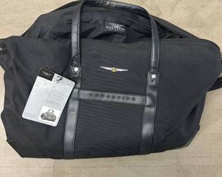 R Lot #82 Chrysler Crossfire Touring Gear Black Canvas & Leather Duffle Bag Satchel