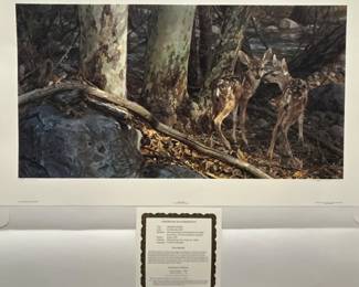 Lot #47 Carl Brenders Broken Silence 68/76 Signed Wildlife Print Deer Fawns Limited Edition