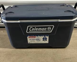 Lot #169 Coleman 316 Series Wichita 100 Quart Cooler – Durable Blue Camping Ice Chest