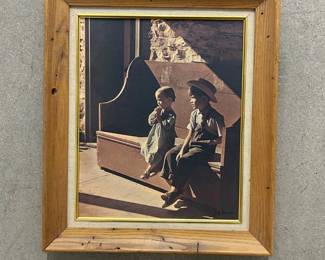 Lot #56 J.A. Warner Signed Amish Children Portrait Print Framed Heritage Graphics Photo Art