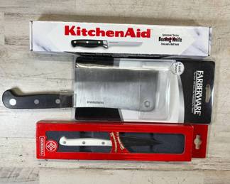 Lot #208 KitchenAid Boning Knife, Farberware Cleaver, Mundial Paring Knife New in Box Kitchen Cutlery