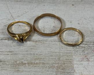 Lot #105 14K Stamped Gold Ring Lot Wedding Band Diamond Ring Mount Hammered Band Scrap Repair