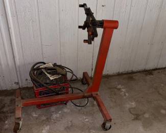 J Lot #148 Alltrade 750 lb Engine Stand Rolling Motor Mount Automotive Shop Heavy Duty Red Steel
