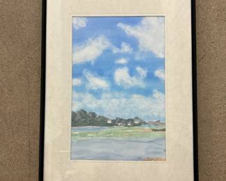 Lot #49 Signed S Collins Watercolor Landscape Seaside Scene Framed Original Painting