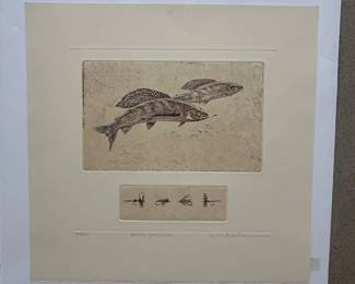 Lot #38 Arctic Grayling Limited Edition Etching Mike Stidham Signed 94/150 Fly Fishing
