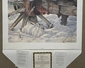 Lot #43 Jorge J Mayol Snowy Refuge Hare Print 825/950 Mill Pond Press Wildlife Art