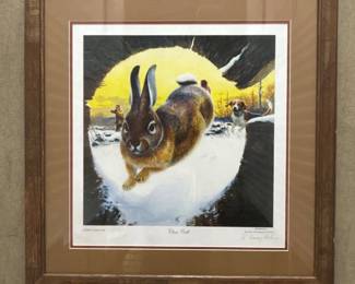 Lot #52 Bob Kuhn Signed Close Call Lithograph #20/250 Remington Collection Framed Wildlife Art
