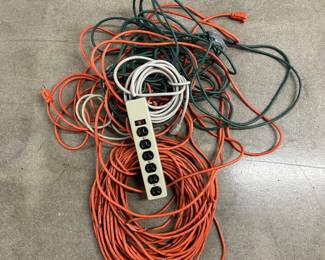 Lot #16 Lot Extension Cords Power Strip Assorted Workshop Electrical Cables