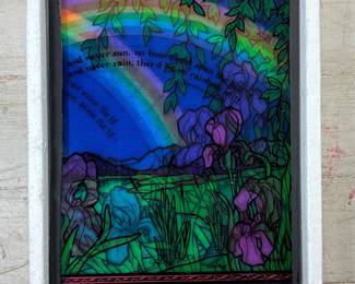Lot #122 Seriglass Yorkraft 1981 “If All Were Sun” Glass Art Rainbow Iris 5x7 Plaque