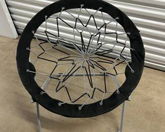 Lot #167 Modern Black Bungee Cord Folding Chair Metal Frame Portable Seating