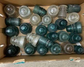 Lot #189 Vintage Glass Insulators Mixed Lot Clear Aqua Teal Green Telegraph Telephone Power Line