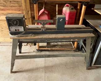 J Lot #147 Montgomery Ward Powr Kraft 10” Radial Arm Saw Variable Speed Motorized Lathe Combo