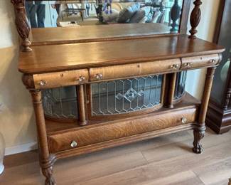 M Lot #221 Vintage Cast Aluminum Victorian Patio Dining Set 5 Chairs Marble Top Table