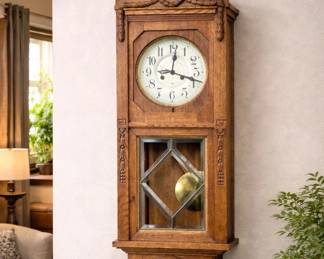 B Lot #172 Antique Germania German Oak Wall Regulator Clock Pendulum Key Wind