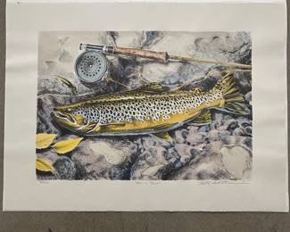 Lot #35 Brown Trout Limited Edition Print Mike Stidham Signed 49/250 Fly Fishing Art
