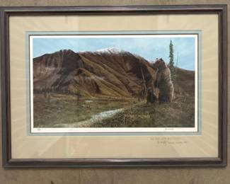 Lot #53 Jon Van Zyle Signed Alaska Bear Lithograph 226/980 Framed Wildlife Landscape Art