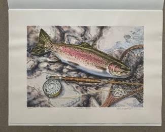 Lot #36 Rainbow Trout Limited Edition Print Mike Stidham Signed 49/250 Fly Fishing Art