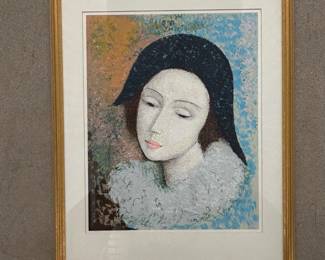 Lot #22 After Modigliani Style Limited Edition Portrait Print, 8/300, Framed