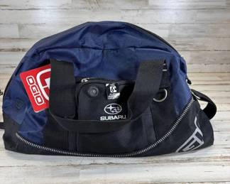 Lot #215 OGIO Subaru Blue Black Duffle Bag Gym Travel Carry-On with Audio Pocket New with Tags