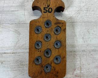 Lot #203 Vintage Western Cowboy Ranch Brand Tally Board Wood Leather Strap 50 Count