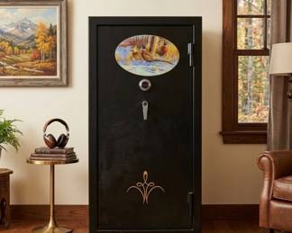 Lot #97 Yukon Gold Security Fire Safe Black Steel Gun Safe with Pheasant Decal Combination Lock