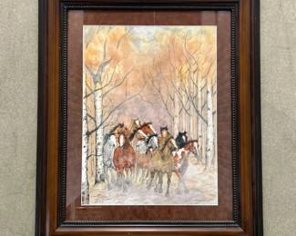 Lot #20 John Saunders "Thru The Glow" Limited Edition Horse Print 117/400 Framed