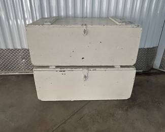 Lot #65 1944 J-Wood Products Wooden Military Storage Chests Painted White (2)