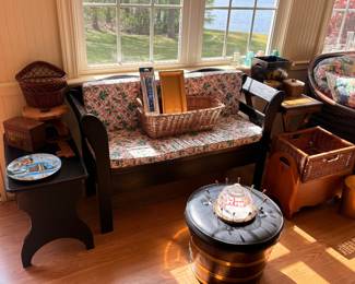Wooden bench and tables
