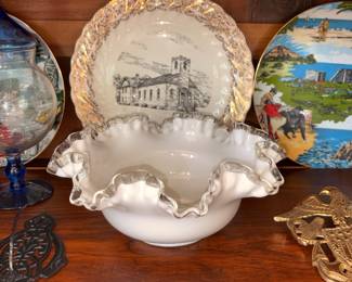 Silver crest Fenton ruffled dish