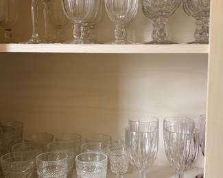 Clear glass and candlewick glasses