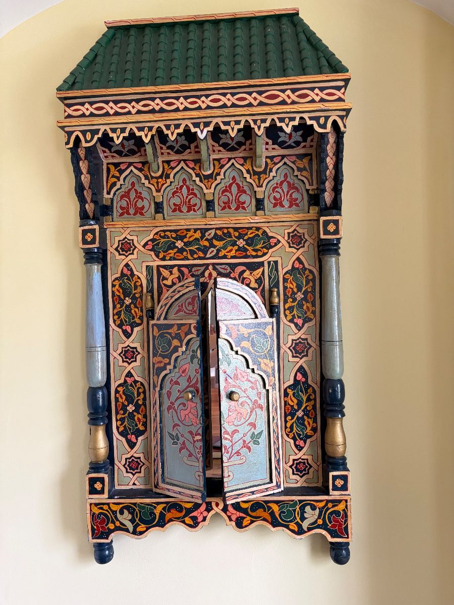 Moroccan painted wood mirror 24”w x 48” H